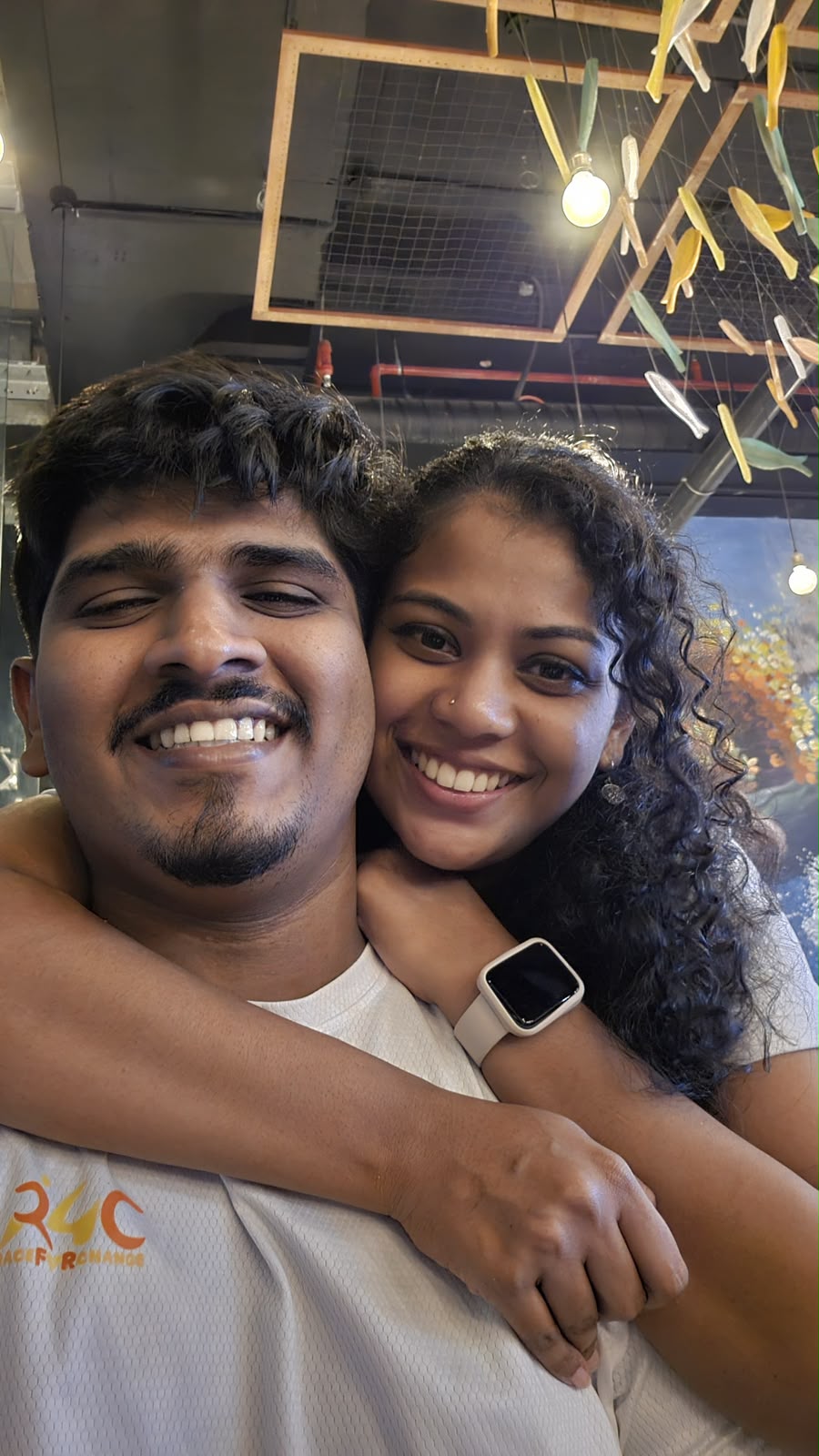 Amanda and Ashwinth laughing together today